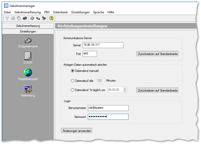 Fee manager configuration