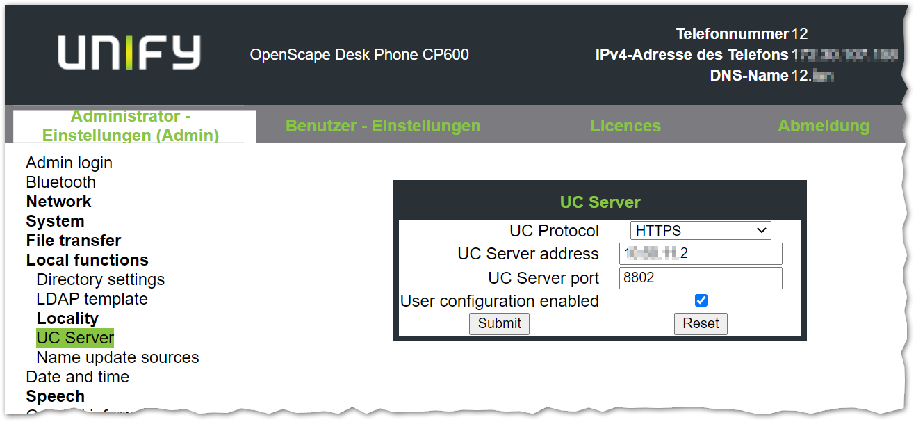 OpenScape Desk Phone CP UC Server