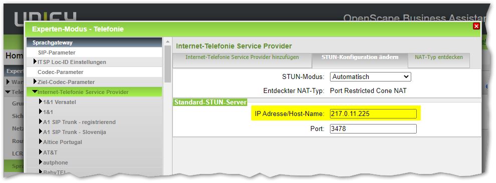 OpenScape Business STUN Server