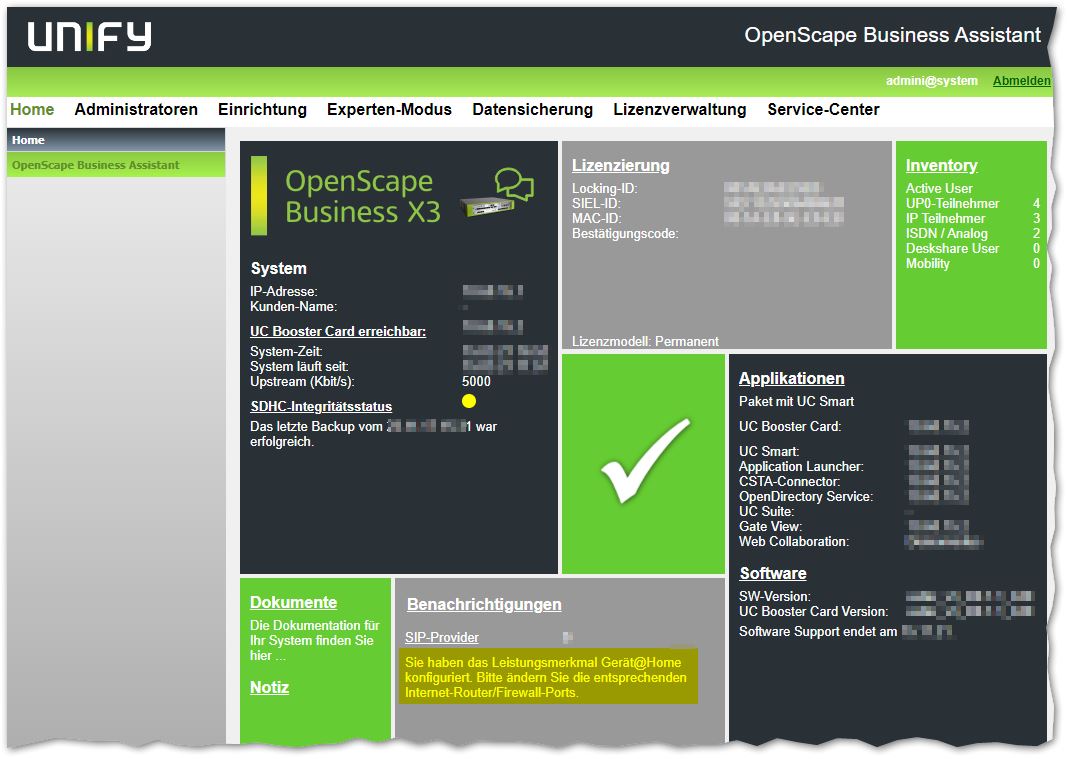OpenScape Business Assistant Device@Home