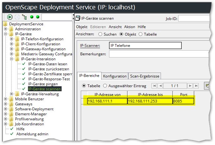 Uniy OpenScape Deployment Service IP Device Scan