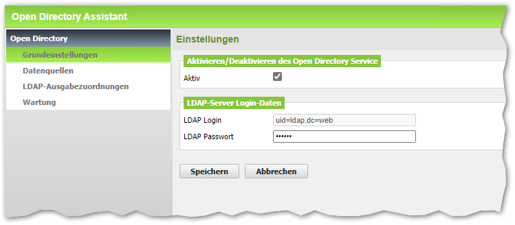 OpenScape Business Open Directory Assistant Grundeinstellungen