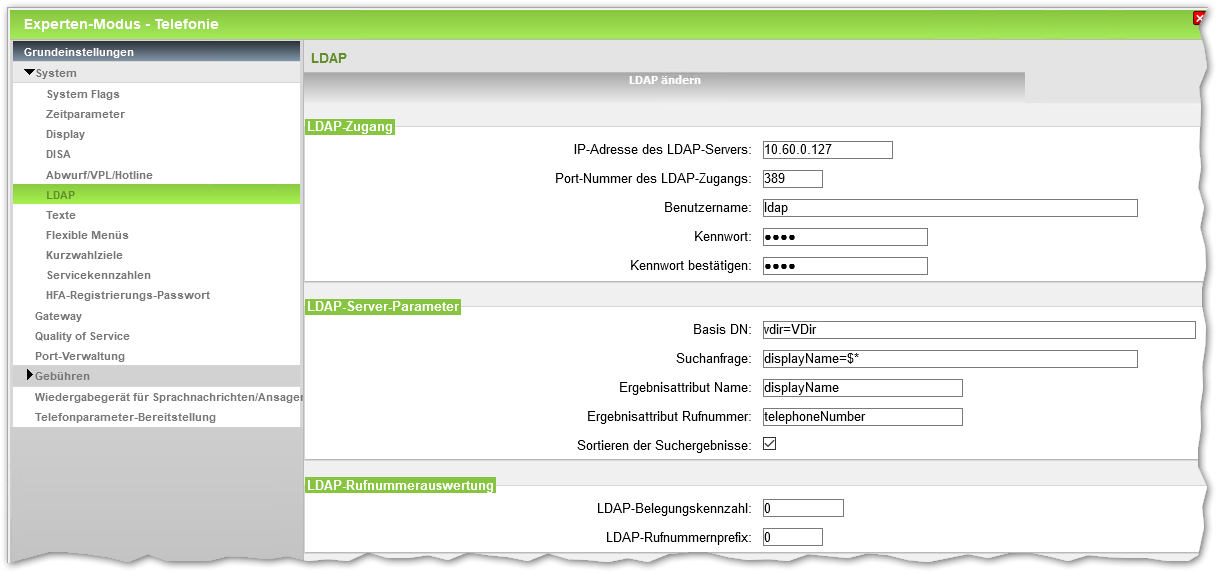 OpenScape Business LDAP Experten Modus