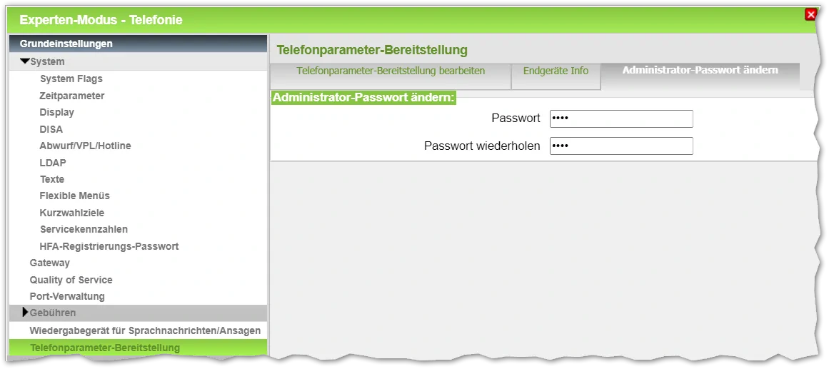 OpenScape Business Admin password change