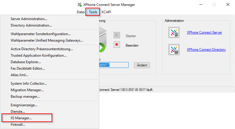 XPhone Connect Server Manager IIS
