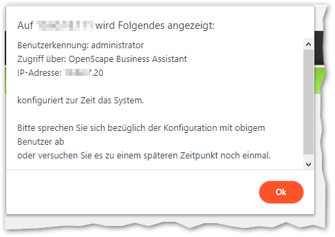 OpenScape Business administrator konfiguriert zur Zeit das System