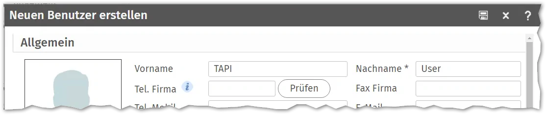 XPhone Connect TAPI User erstellen 